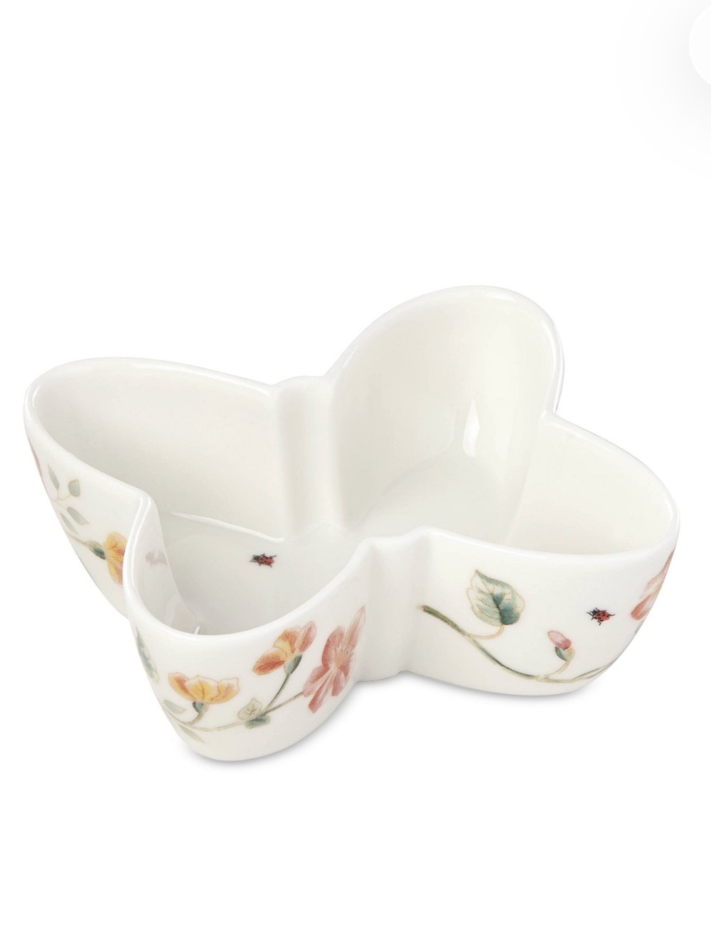 Lenox Butterfly Serving Dish - White with Pastel Flower Accent NIB